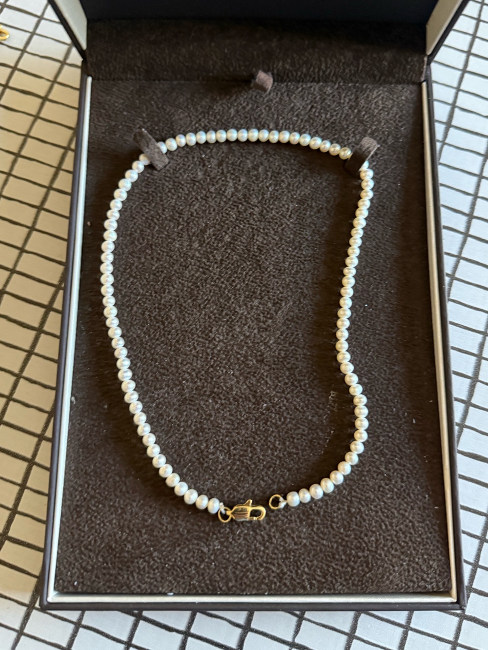 AAA luster Pearl Strand Necklace - White 4mm 16.5"- Comparable to Mikimoto